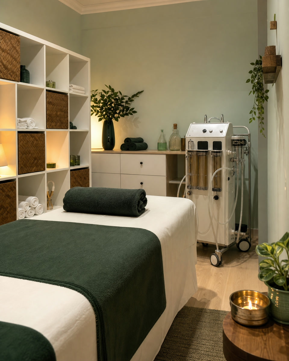 Colon hydrotherapy equipment and treatment setup